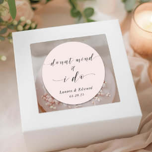 Blush Pink Doughnut Mind If I Do Wedding Doughnut  Classic Round Sticker