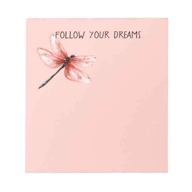 Blush Pink Dragonfly Dreams Notepad (Front)