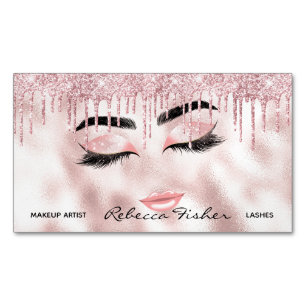 Blush Pink Drip Lashes Beauty Magnet Card
