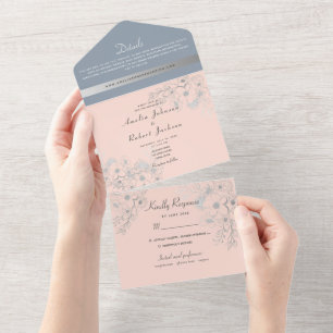 Blush Pink & Dusty Blue All-In-One Invite