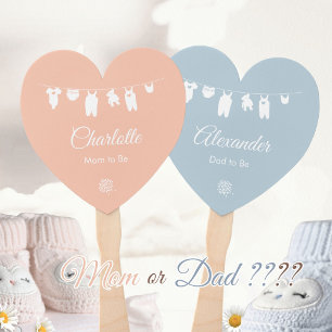 Blush Pink Dusty Blue Minimalist Baby Shower Hand Fan