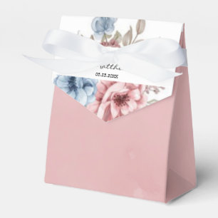 Blush Pink Dusty Blue Watercolor Peony Wedding  Favour Box