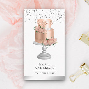 Blush Pink Dusty Floral Cake Pastry Chef Bakery Business Card