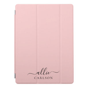 Blush Pink Dusty Pink Modern Minimalist Name iPad Pro Cover