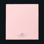 Blush Pink Dusty Pink Modern Minimalist Name Notepad<br><div class="desc">A modern and simple,  custom note pad. A beautiful modern script,  paired with a block typography font,  on an elegant and colourful background. Easy to customise the name and back ground colour!</div>