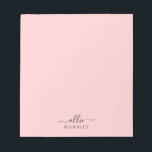 Blush Pink Dusty Pink Modern Minimalist Name Notepad<br><div class="desc">A modern and simple,  custom note pad. A beautiful modern script,  paired with a block typography font,  on an elegant and colourful background. Easy to customise the name and back ground colour!</div>