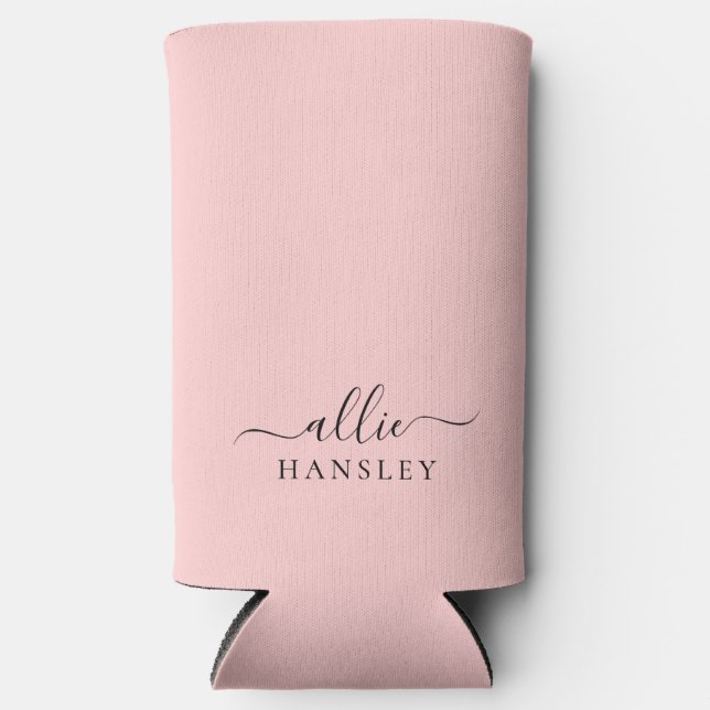Blush Pink Dusty Pink Modern Minimalist Name Seltzer Can Cooler (Front)