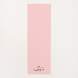 Blush Pink Dusty Pink Modern Minimalist Name Yoga Mat