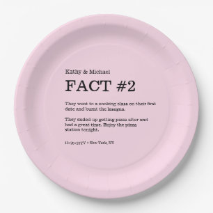 Blush pink dusty rose Wedding couple Fact Paper Plate