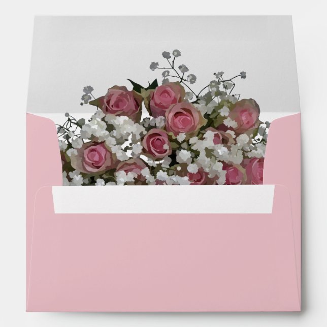 Blush Pink & Dusty Sage Floral Wedding Envelope (Back (Bottom))