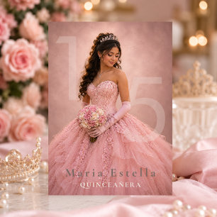 Blush Pink Editorial Quinceañera Invitation