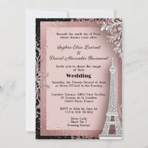 Blush Pink Eiffel Tower Destination Paris Wedding Invitation