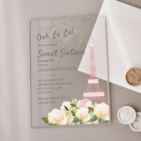 Blush Pink Eiffel Tower White Floral Sweet 16
