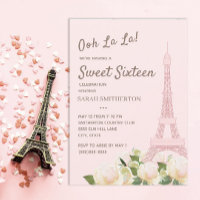 Blush Pink Eiffel Tower White Floral Sweet 16