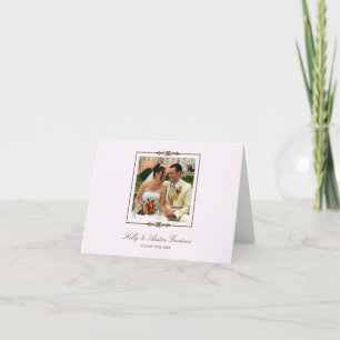 Blush pink elegance square frame photo thank you card