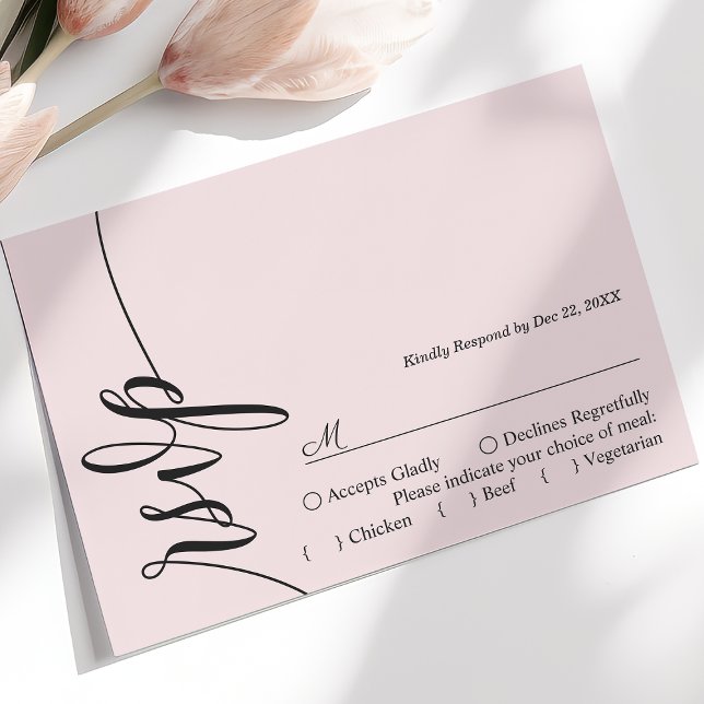 Blush Pink Elegant Calligraphy Wedding RSVP Card (Creator Uploaded)