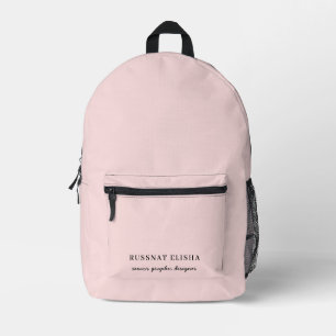 Blush Pink Elegant Chic Feminine Typography Printed Backpack