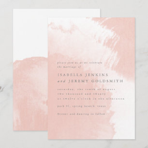 Blush pink elegant chic watercolor wedding invitation