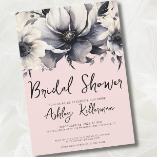 Blush Pink Elegant Floral Botanical Bridal Shower Invitation