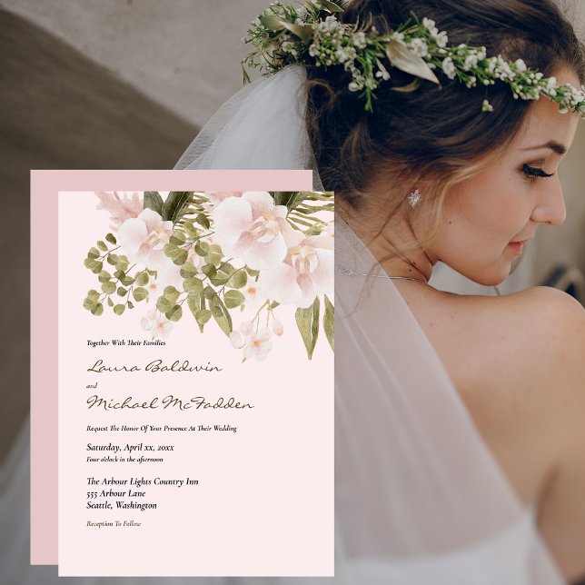 Blush Pink Elegant Floral Wedding Invitation (Creator Uploaded)