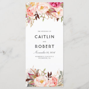 Blush Pink Elegant Floral Wedding Programs Programme