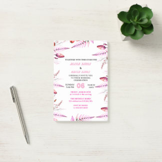 Blush Pink Elegant Gold Wedding Invitation , Whit Post-it Notes