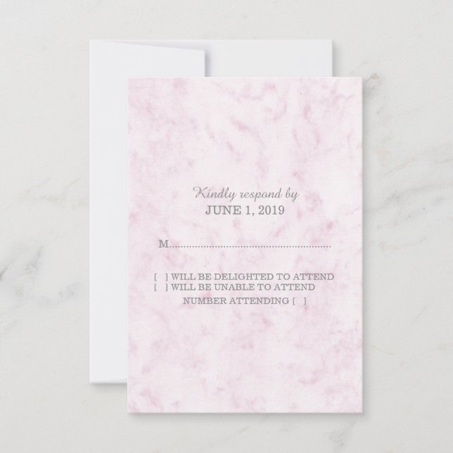 Blush Pink Elegant Marble RSVP Card (Front)