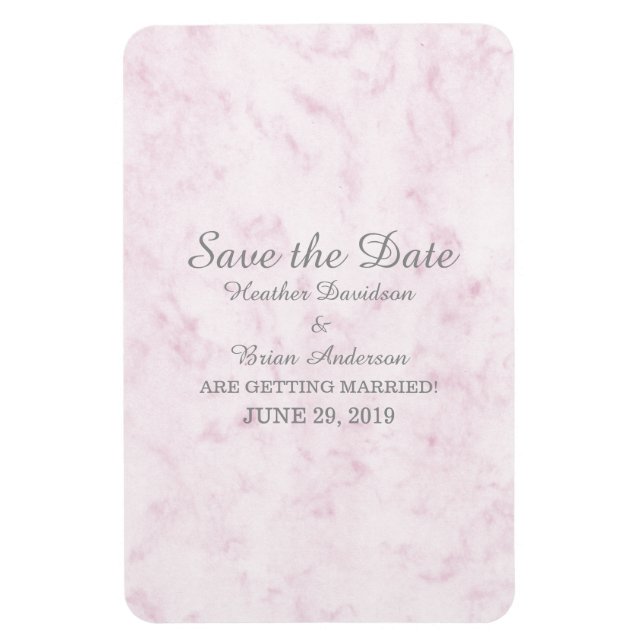 Blush Pink Elegant Marble Save the Date Magnet (Vertical)