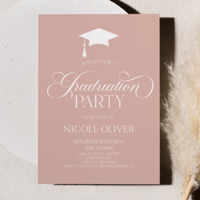 Blush Pink Elegant Minimal Minimalist Graduation Invitation (Creator Uploaded)