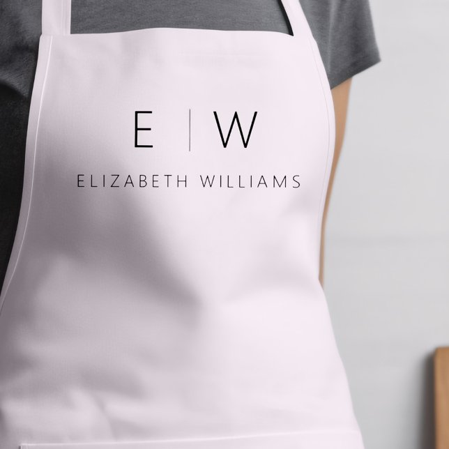 Blush Pink Elegant Minimalist Monogram Name Apron (Creator Uploaded)