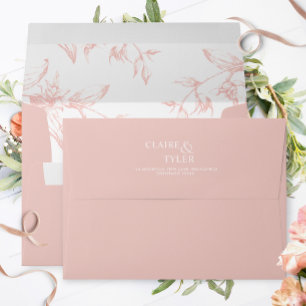 Blush Pink Elegant Modern Formal, Floral Wedding Envelope