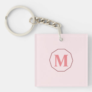Blush Pink elegant monogram personalised Key Ring