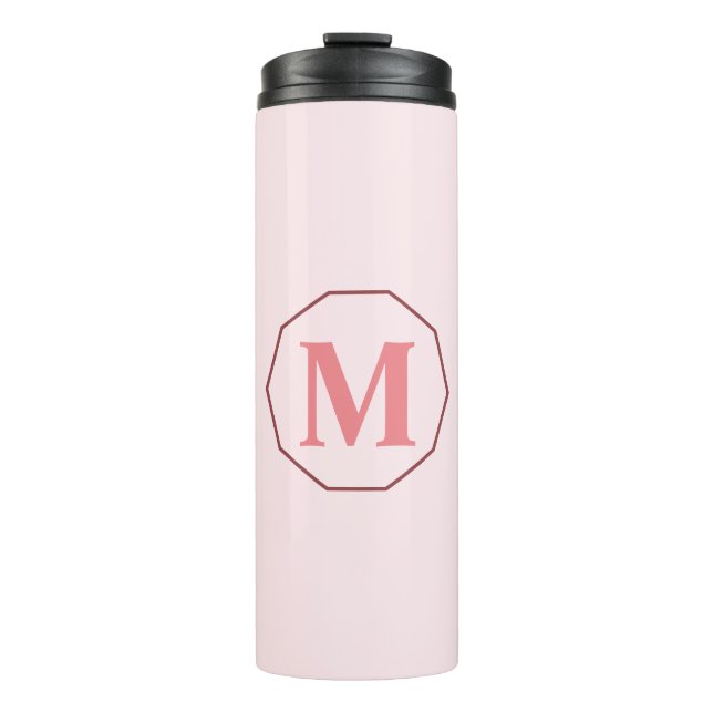 Blush Pink elegant monogram personalised Thermal Tumbler (Front)
