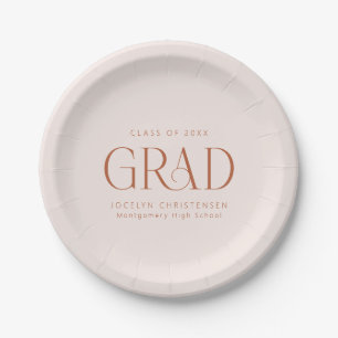 Blush Pink Elegant Personalised Grad Party Paper Plate