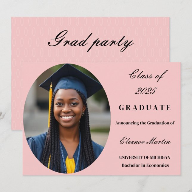 Blush Pink Elegant Photo Invitation (Front/Back)