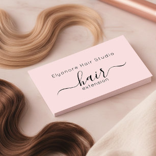 Blush Pink Elegant Script Hair Extension Business Business Card