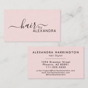 Blush Pink Elegant Script Hair Extension Business Card