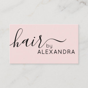 Blush Pink Elegant Script Hair Extension Business Card