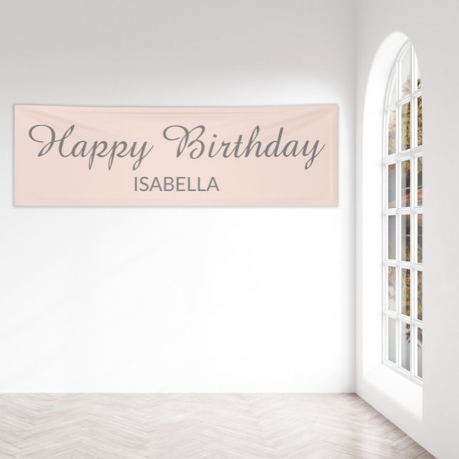 Blush Pink Elegant Script Happy Birthday Banner (Creator Uploaded)