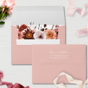 Blush Pink, Elegant Script, Heaven in Rose Floral Envelope