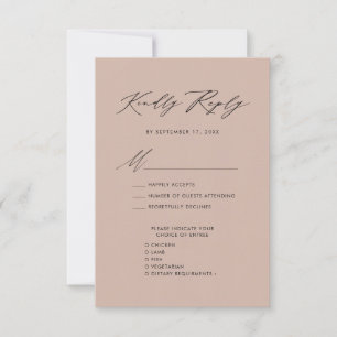 Blush Pink Elegant Script Minimalist Wedding RSVP Card