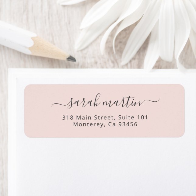 Blush Pink Elegant Script Simple Return Address (Insitu)