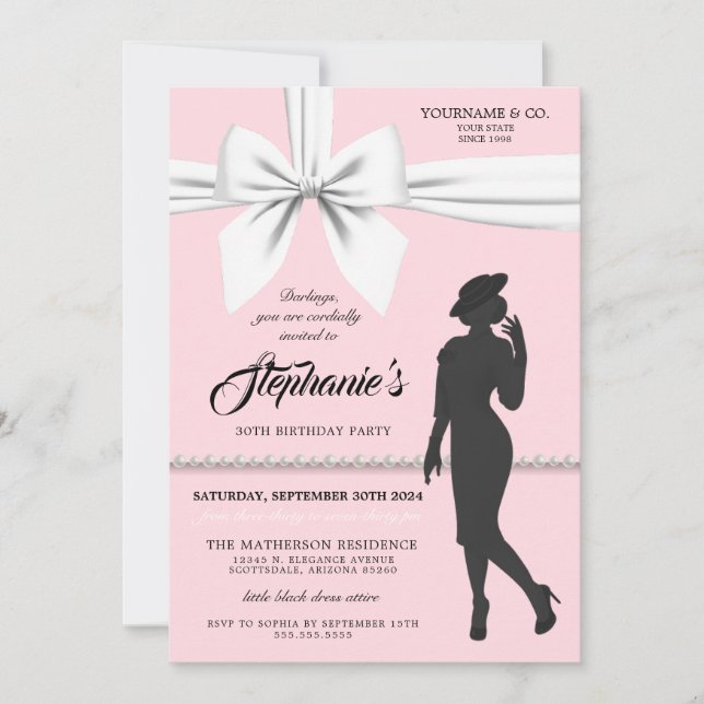 Blush Pink Elegant Tiffany Birthday Invitation (Front)