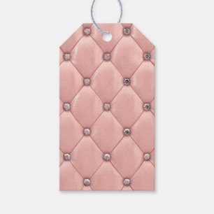 Blush Pink Elegant Tufted Metallic Leather Favour Gift Tags