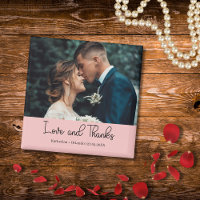 Blush Pink Elegant Wedding Love and Thanks Photo