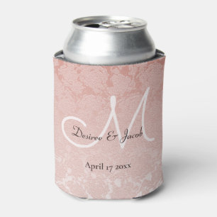 Blush Pink Elegant Wedding Monogram Can Cooler