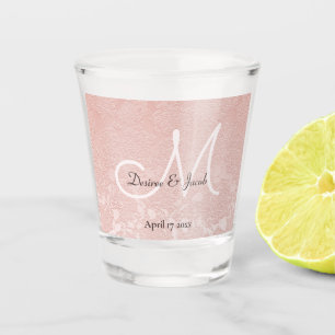 Blush Pink Elegant Wedding Monogram Shot Glass