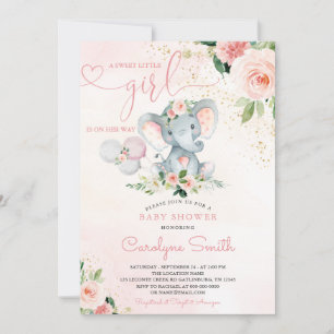 Blush Pink Elephant Baby Shower Invitation