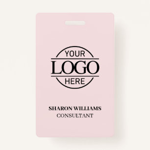 Blush Pink Employee ID with Custom Business Logo ID Badge