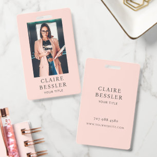 Blush Pink Employee Photo ID Badge